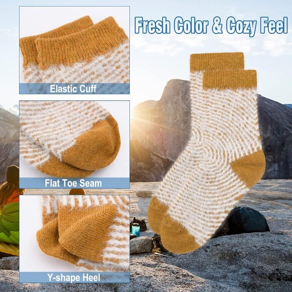 🆕 Women Brown Winter Warm Thick Thermal Ladies Novelty Cozy Crew Socks 6 Pairs - Picture 3 of 5